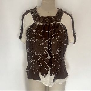 Chloé runway silk blouse with woven in pattern size 36